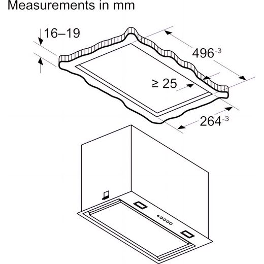 NEFF N70 Cooker Hood - Black - Annotation - Dimension shot